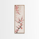 Cherry Blossom Branches On Canvas In Japanese Ukiyo-e Style, Traditional Woodblock Print, Framed Canvas Print, Tall Skinny Japanese Wall Art, Ready To Hang