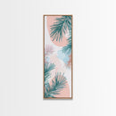 Elegant Pine Branches on Soft Pastel Background - Skinny Art, Japanese Wall Decor, Framed Canvas Print, Ukiyo-e Style