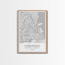 Copenhagen Street Map, Denmark Map, Europe City Map Art, Minimalist Art, Wall Art, Canvas Print, Travel Wall Art, Pilots Gift. Home Décor