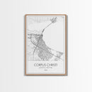 Corpus Christi Street Map, Texas Map, City Map Art, Minimalist Art, Wall Art, Canvas Print, Travel Wall Décor, Gift For Dad, Office Décor