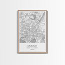 Munich Street Map, Germany Map, Europe City Map Art, Modern Art, Wall Art, Canvas Print, Dorm Wall Décor, Holiday Gift, Travel Wall Print