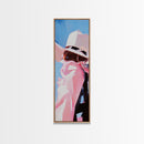 Pink Cowboy Hat Framed Canvas Print pink orange wall art rustic wall art farmhouse art coastal cowgirl wall art bold decor