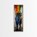Colorful Bison Canvas Print Pink Orange Wall Art Southwest Wall Art Boho Art Tall Narrow Art Living Room Art Above Couch Art