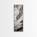 Flowing Fabric Over Ocean, Framed Canvas Print, wabi sabi art, coastal decor, boho art, minimalist art, above couch art, panoramic painting
