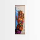 Vibrant Cowboy Glove Chicano Art Framed Canvas Print Whimsical Art Western Wall Art Colorful Home Decor Living Room Art