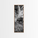 Old Wooden Wagon, Rustic Landscape, Framed Canvas Print, Western Décor, Farmhouse Wall Art, Minimalist Art, Extra Wide Art