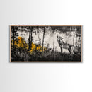 Howling Wolf, moody art, pine tree art, rustic wall art, forest at dusk painting, extra wide art, framed canvas print, southwestern art