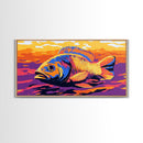 Vibrant Fish, Fly Fishing Art, Rustic Decor, Extra Wide Art, Nautical Wall Art, Framed Canvas Print, Gift Idea, Panoramic Art, Lake Tahoe Art