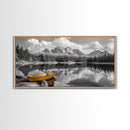 Mountain Lake with Boat, nautical wall art, lake Tahoe art, coastal decor, rustic wall art, extra wide art, seascape painting, Canvas Print