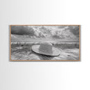Straw Hat, Coastal Landscape Art, Wabi Sabi Art, Beach Wall Art, Rustic Decor, Extra Wide Art, Coastal Cowgirl Art, Canvas Print