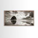 Coastal, seascape, moody art, ocean view, nautical wall art, panoramic painting, extra wide art, above bed wall art, framed canvas print