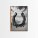 Horseshoe art, western decor, rustic wall art, wabi sabi wall art, moody photography, minimalist art, canvas print, living room art
