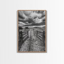 Open Ranch Gate, southwest wall art, moody art, western home decor, rustic art, farmhouse painting, framed canvas print, cowboy aesthetic