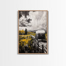 Old Wagon, Prairie Road, Country Landscape, Canvas Print, Farmhouse Art, Rustic Wall Art, Black and White Art, Barn Landscape