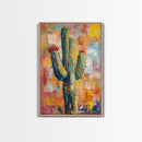 Southwest cactus painting, desert decor, rustic wall art, boho art, framed canvas print, western wall art, gift idea her, botanical prints