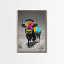 Colorful Bison Art, Southwest Wall Art, Rustic Decor, Boho Art, Buffalo Painting, Gift Idea, Canvas Print, Farmhouse Art