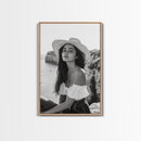 Coastal cowgirl wall art, boho art, framed canvas print, ocean photography, rustic decor, beach aesthetic, seascape painting, black and white art