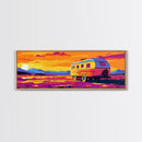 Camper, vintage Christmas, retro art, southwest wall art, extra wide art, gift idea for her, pink orange wall art, Canvas Print