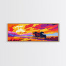 Stagecoach Sunset, southwest wall art, Joshua tree art, pink orange wall art, rustic art, vintage horse art, canvas print