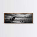 Covered Wagon, coastal cowgirl wall art, rustic decor, farmhouse art, long narrow wall art, framed canvas print, extra wide art