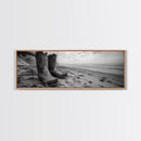 Cowboy Boots, coastal wall art, rustic decor, boho art, wabi sabi art, cowboy painting, framed canvas print, western style decor