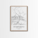 San Bernardino Street Map, California Map, City Map Print, Minimalist Art, Wall Art, Canvas Print, Unique Wall Décor, Friends Gift,