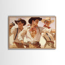 Wild West Cowboy Art, Framed Canvas Print, Cowboy Art Print, Western Art Print, Western Cowboy Gift, Retro Cowboy Decor, Western Cowboy