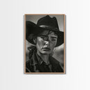 Intense Black and White Portrait of a Female Cowboy for Western Wall Art, Canvas Prints, Rustic Home Decor, Living Room Art, Bedroom Art