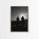 Silhouetted Cowboys on Horseback Riding into the Sunset for Western Wall Art, Canvas Prints, Home Decor, Living Room Art, Bedroom Art