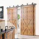 Double Track U-Shape Bypass Sliding Barn Door Hardware Kit - Straight Design Roller