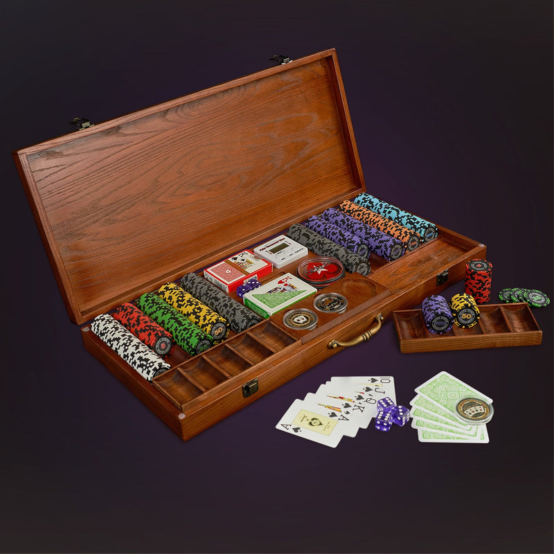 Poker set in a wooden case