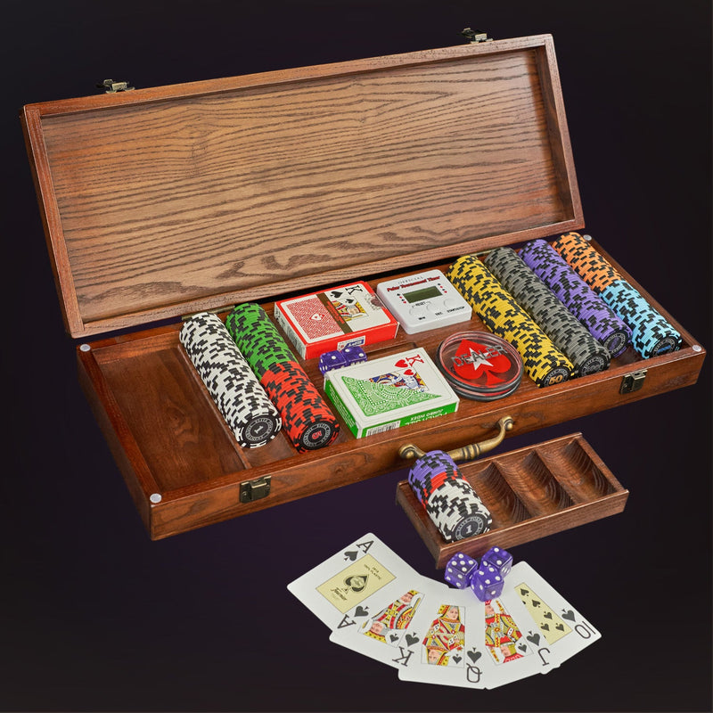 Poker set in a wooden case