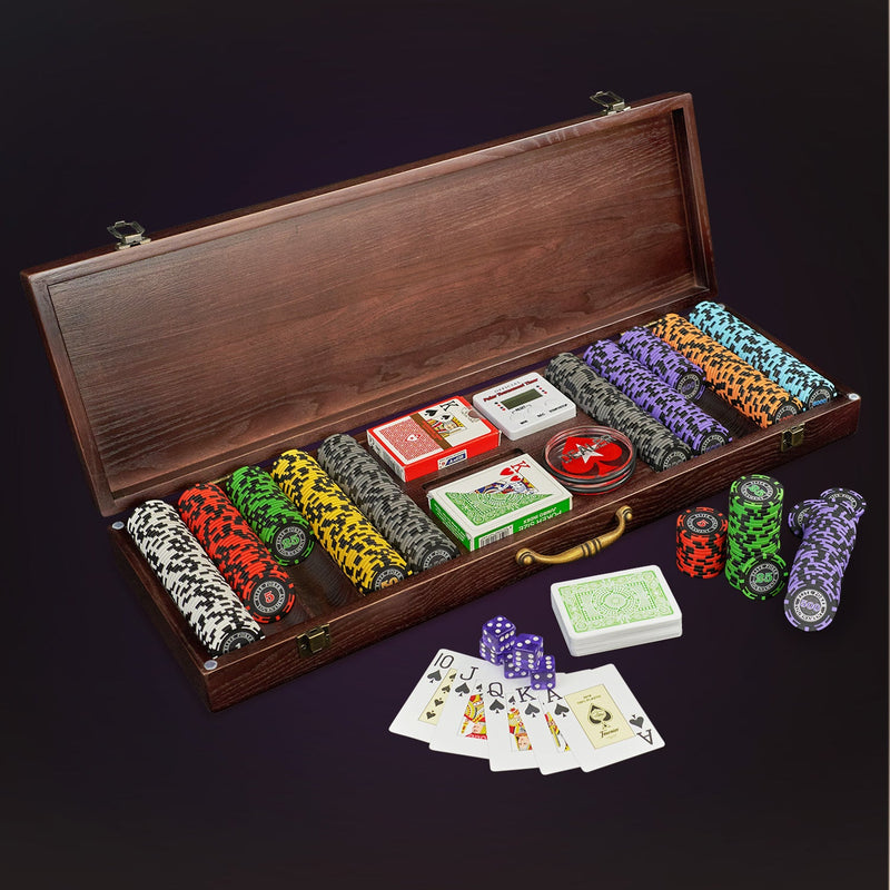 Poker set in a wooden case