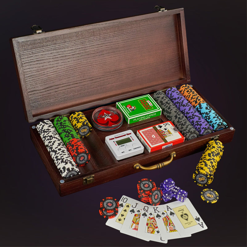 Poker set in a wooden case