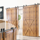 Single Track Bypass Sliding Barn Door Hardware Kit - Straight Design Roller