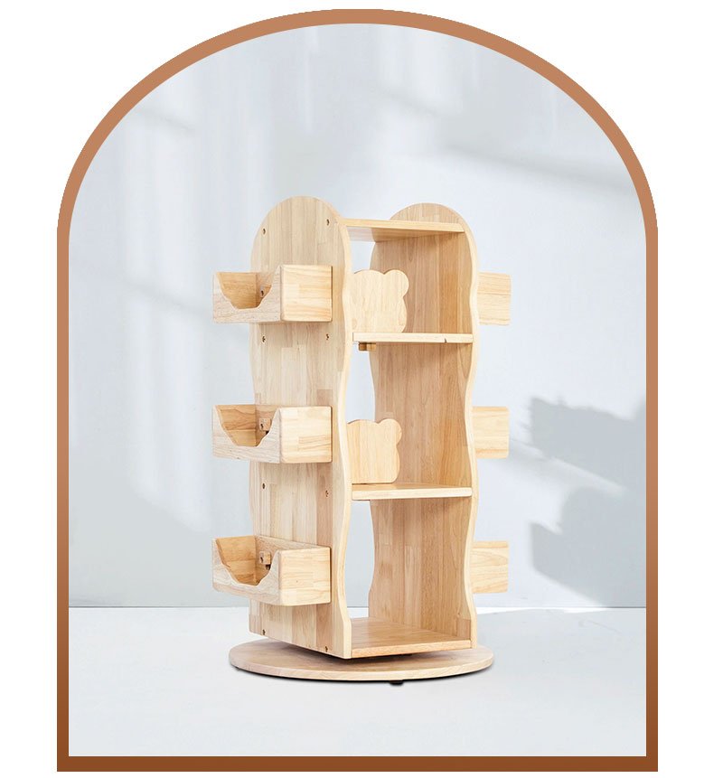 Mesasilla Solid Wood Rotating Bookshelf for Kids - 360 Degree Home Library