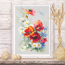 Poppies and Daisies Counted Cross Stitch Kit by Magic Needle 100-061