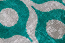 Handmade Velvet Throw Pillow - 16x16 Inches, Naturally Vegetable-Dyed, Premium Down Feather Insert - Teal and Beige Geometric Circle Design, Luxury Home Decor Accent