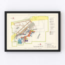 Vintage Map of Rapid City Air Force Base, 1952