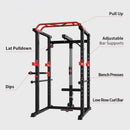 Rovix 1000LBS Multi-Functional Barbell Rack Squat Power Cage With Weight Bench (SAK35822)
