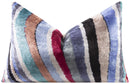 Handmade Velvet Throw Pillow - 16x24 Inches, Naturally Vegetable-Dyed, Premium Down Feather Insert - Multicolor Striped Design, Luxury Home Decor Accent