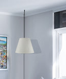 16"W 1 Light Swag Plug-In Pendant  Textured Oatmeal Shade Black Cord