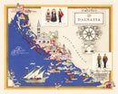 Vintage Map of Dalmatia Italy, 1938