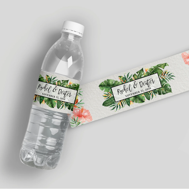 Tropical Mix Wedding Water Bottle Labels