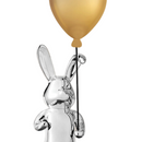 Bunny with Balloon Sculpture // Chrome with Gold