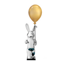 Bunny with Balloon Sculpture // Chrome with Gold