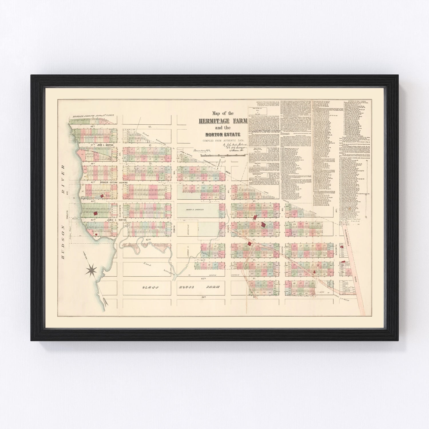 Vintage Map of Hell's Kitchen Manhattan, New York 1872