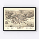 Vintage Map of Wicasset, Maine 1878