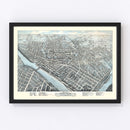 Vintage Map of Lowell, Massachusetts 1876