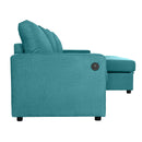 Convertible U-shaped Sectional Sofa with Storage Chaise Lounges & USB Ports, Teal, Twill Polyester, 103.9'